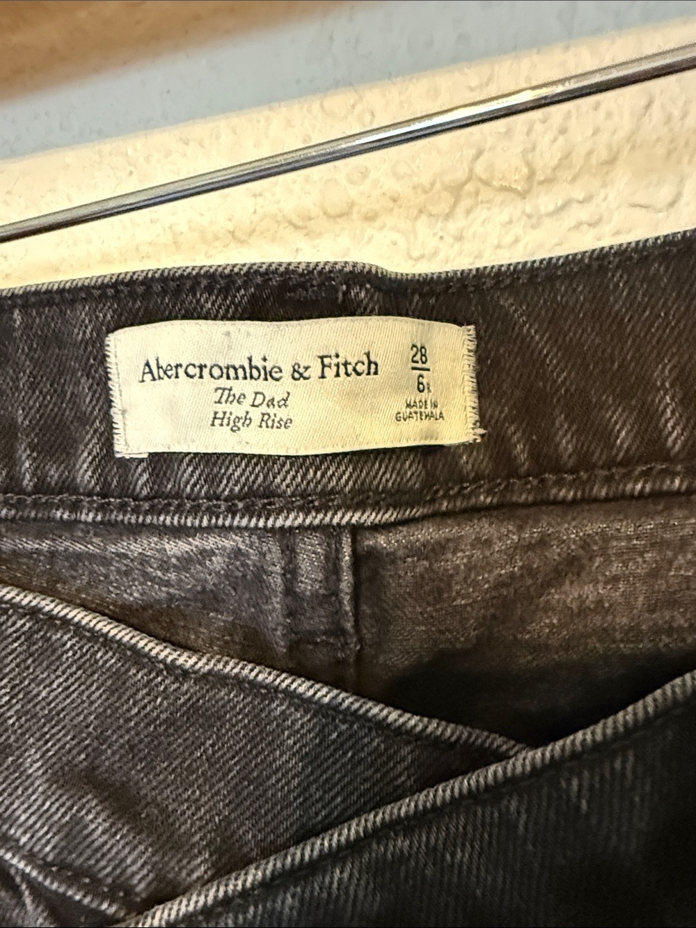 Abercrombie & Fitch The Dad High Rise Crossover Black Jeans Black Size 6 - Picture 5 of 8